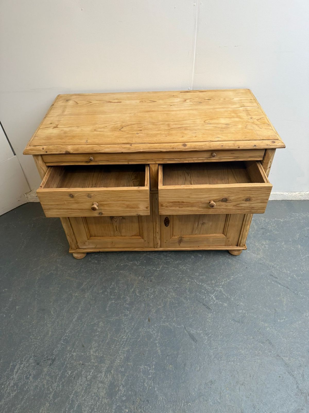An Amazing Victorian Pine Bread Slide Large Dresser Base To Wax/Paint photo vintage