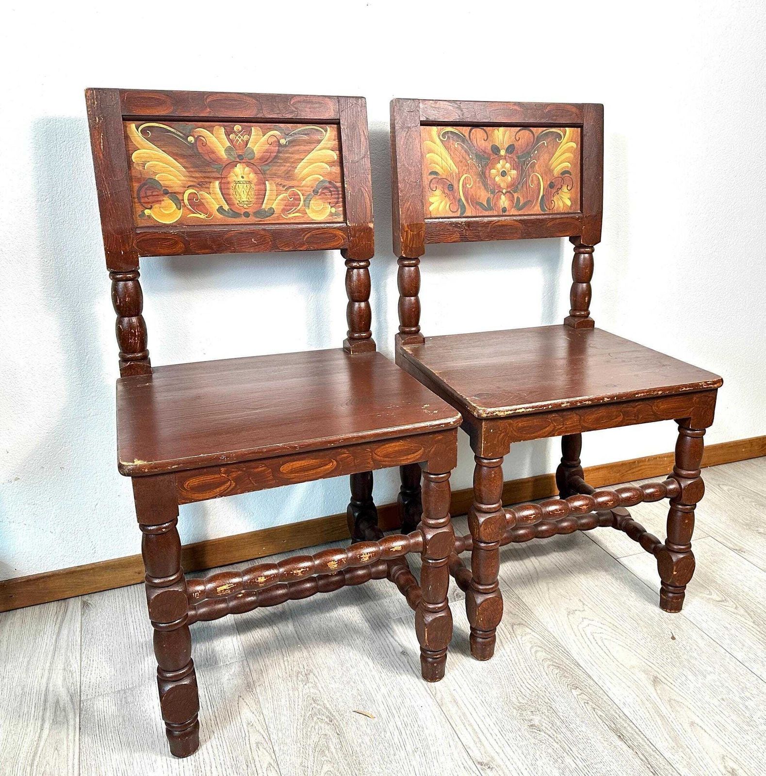 Antique Swedish Dining Chairs – Hand Painted Folk Art Chairs, Early 20th Century photo furniture