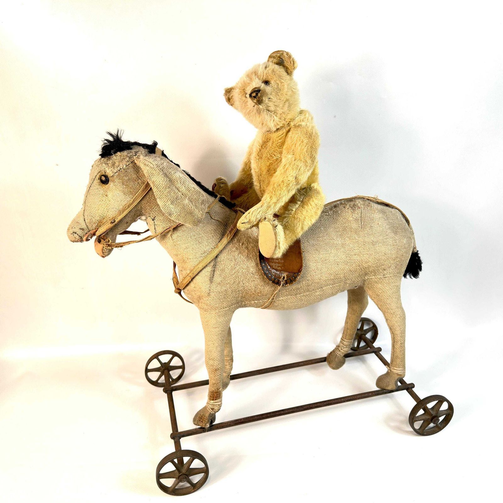 Antique Steiff Donkey On Wheels – Early 1900s Ride On Pull Toy