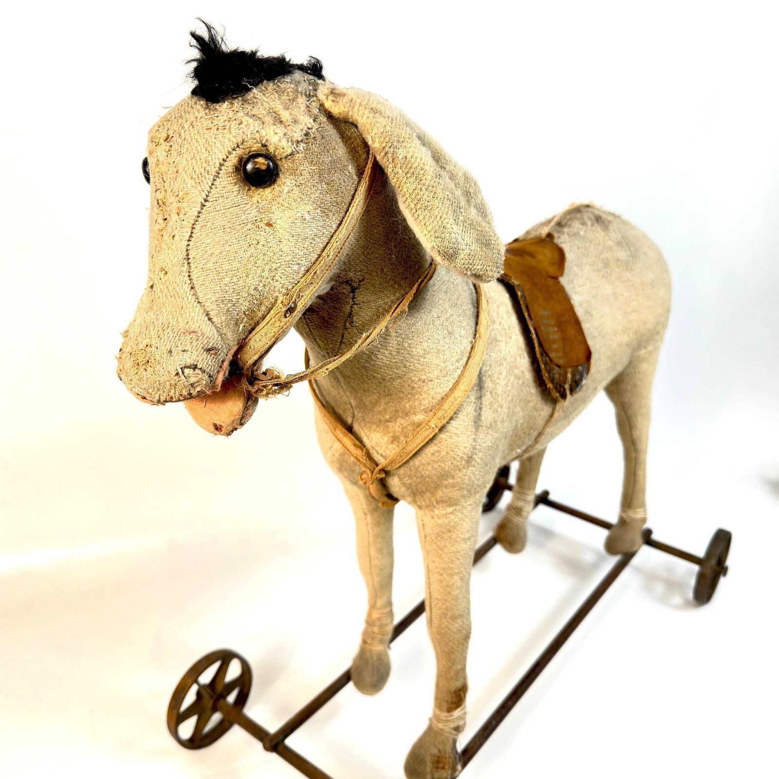 Antique Steiff Donkey On Wheels – Early 1900s Ride On Pull Toy photo vintage