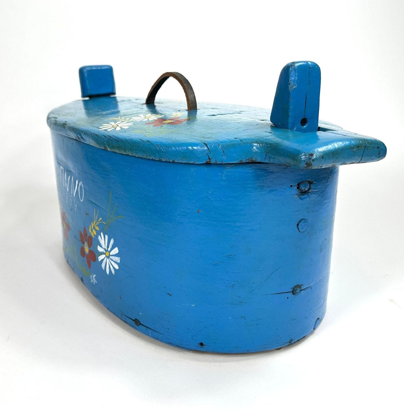 Scandinavian Wood Storage Box, Brides Box, 1894 Folk Art photo Home Decor