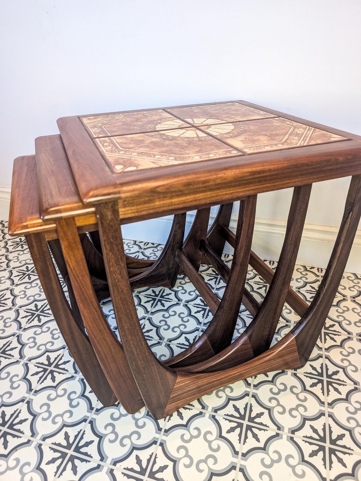 G Plan Astro Tiled Top Nest Of Tables. Retro, Vintage G Plan. Set Of 3 Tables photo vintage