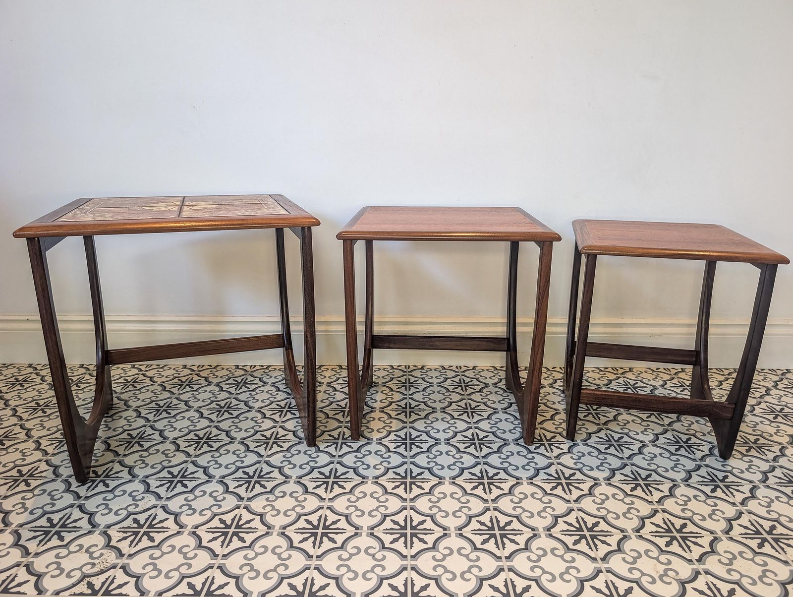 Furniture G Plan Astro Tiled Top Nest Of Tables. Retro, Vintage G Plan. Set Of 3 Tables photo