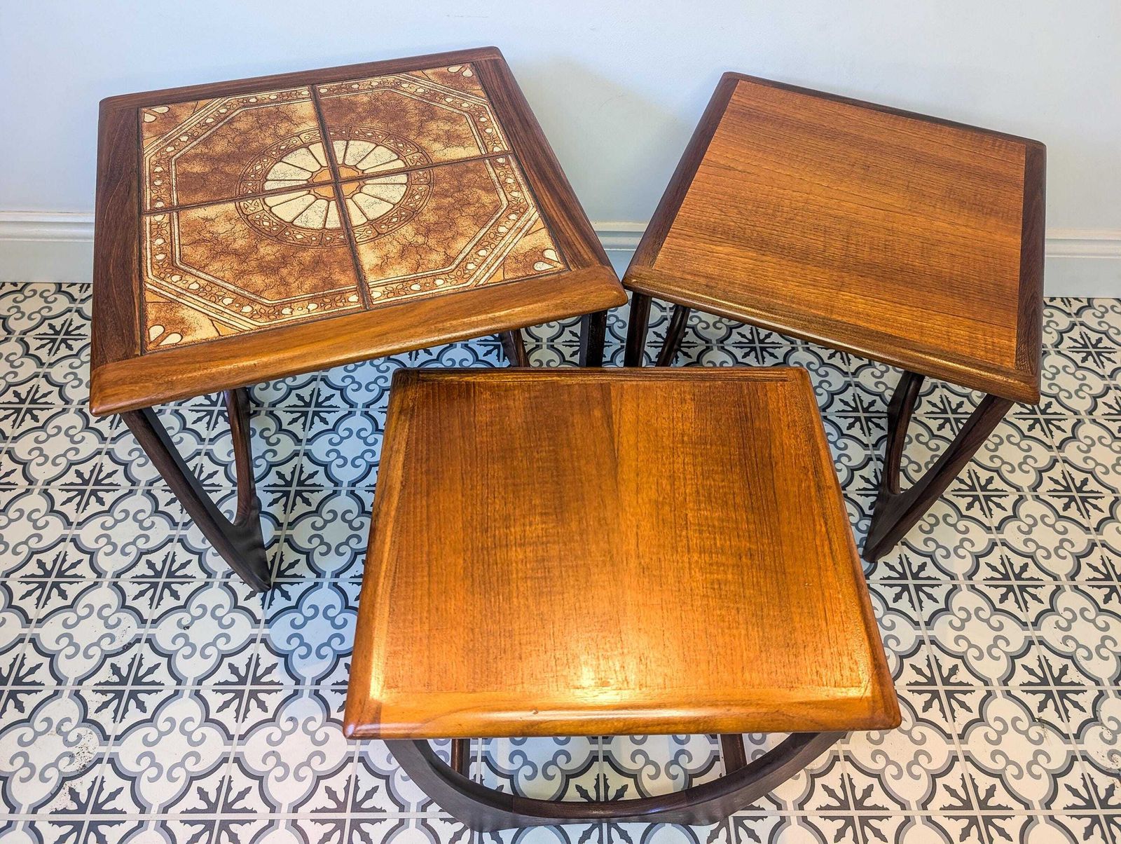 photo vintage G Plan Astro Tiled Top Nest Of Tables. Retro, Vintage G Plan. Set Of 3 Tables