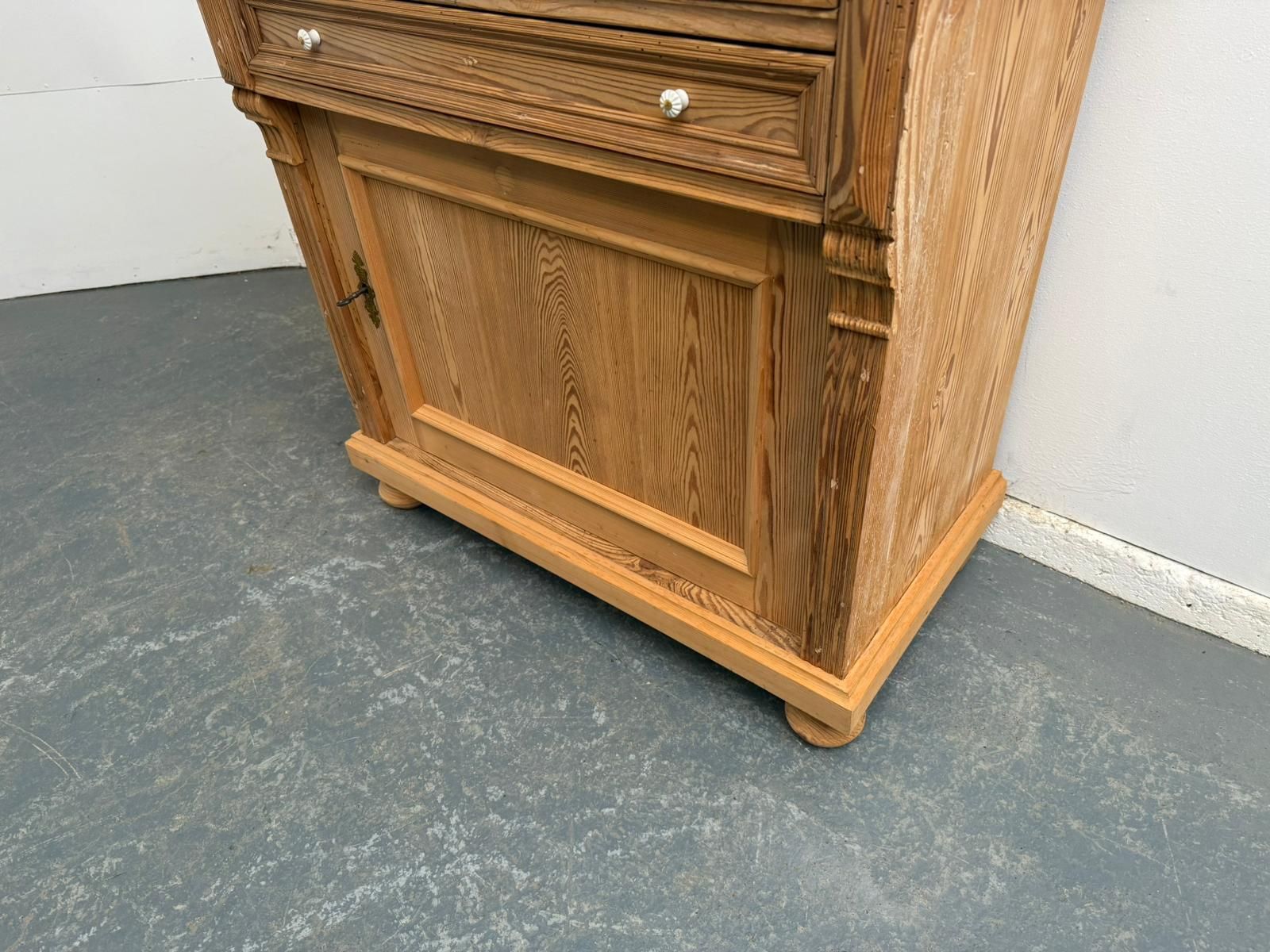 An Early Victorian Pine Hall Dresser Base / Cupboard To Wax/Paint photo Furniture