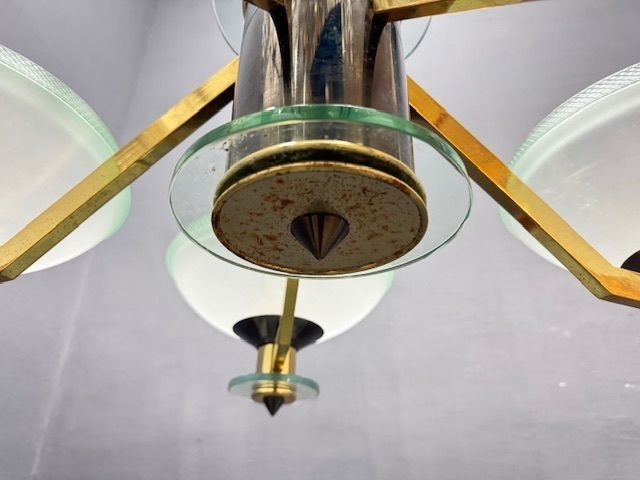 Large Art Deco Murano Glass Chandelier 1960’s photo vintage