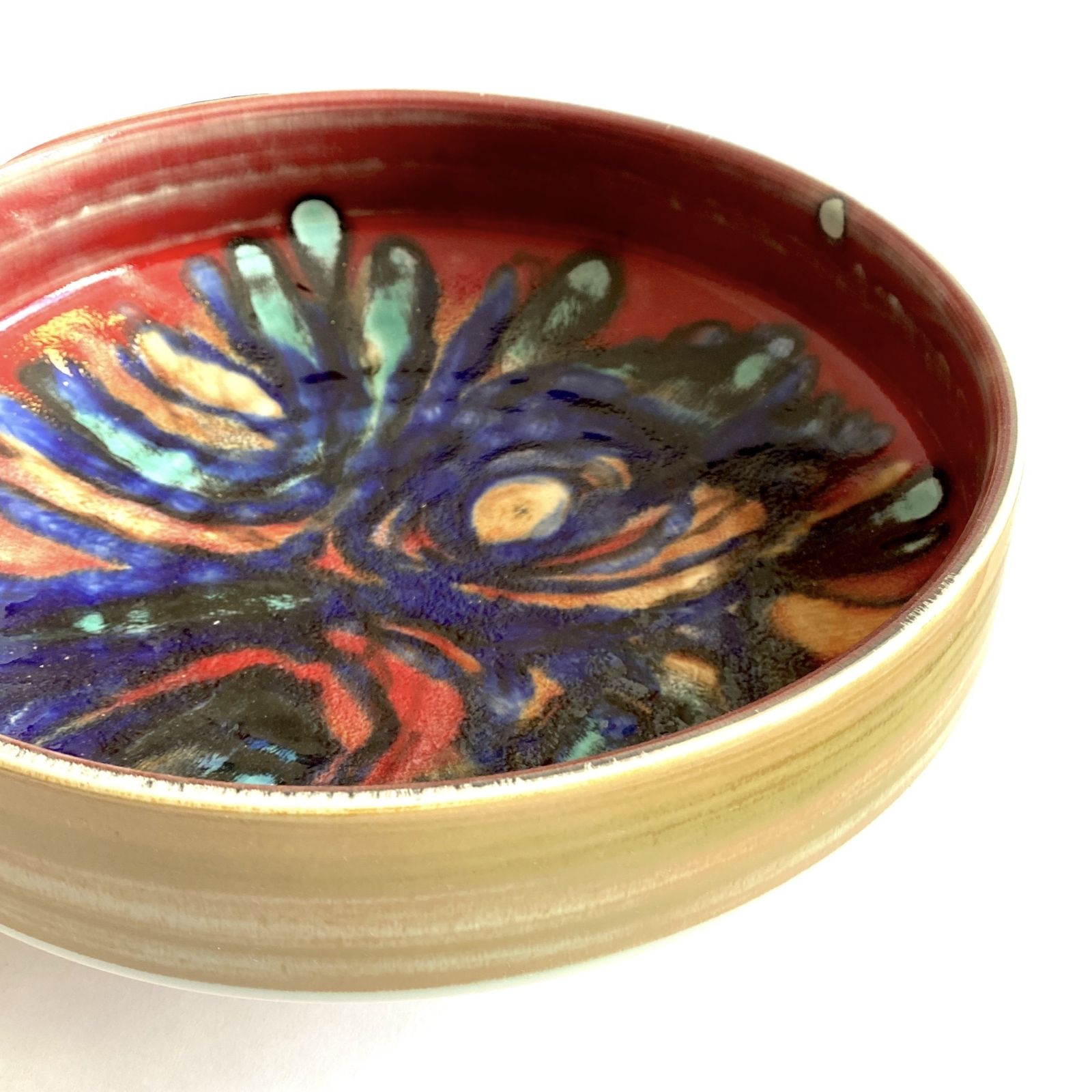 Large 11" Poole Pottery Bowl In Multicoloured Delphis Glaze  1960s English Pottery photo Home Decor