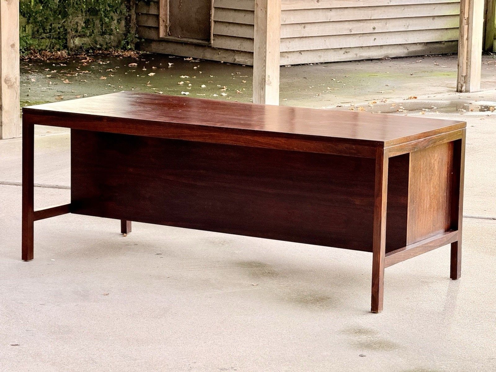 Large Mid Century Modern Danish Design Executive Desk Double Pedestal photo vintage