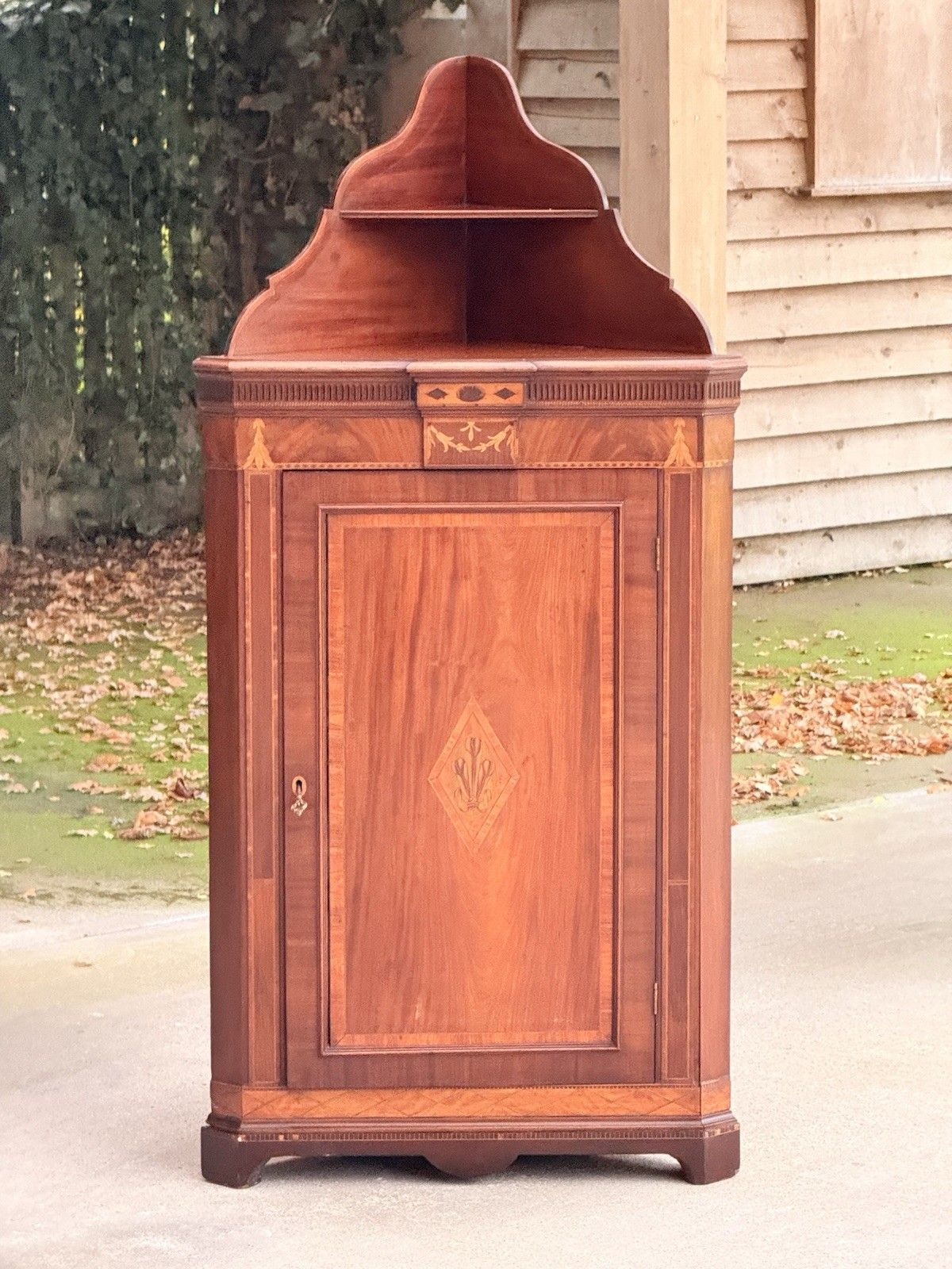 Rare Edwards & Roberts For Thomas Agnew & Sons Mahogany Inlaid Corner Cabinet photo furniture