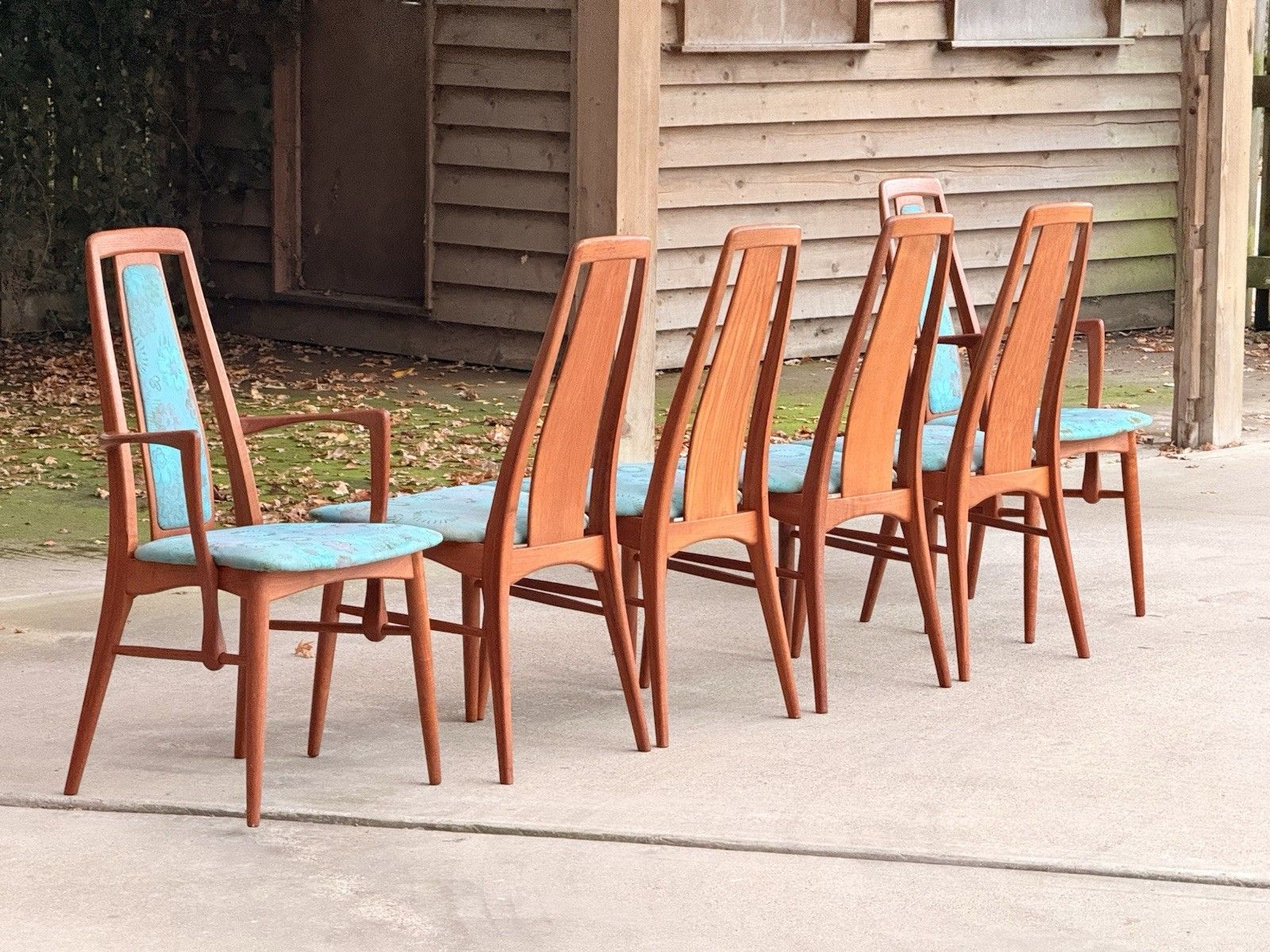 Rare Set 6(4+2) Nils Koefoeds “Eva” Teak Dining Chairs, Danish Modern, Hornslet photo furniture