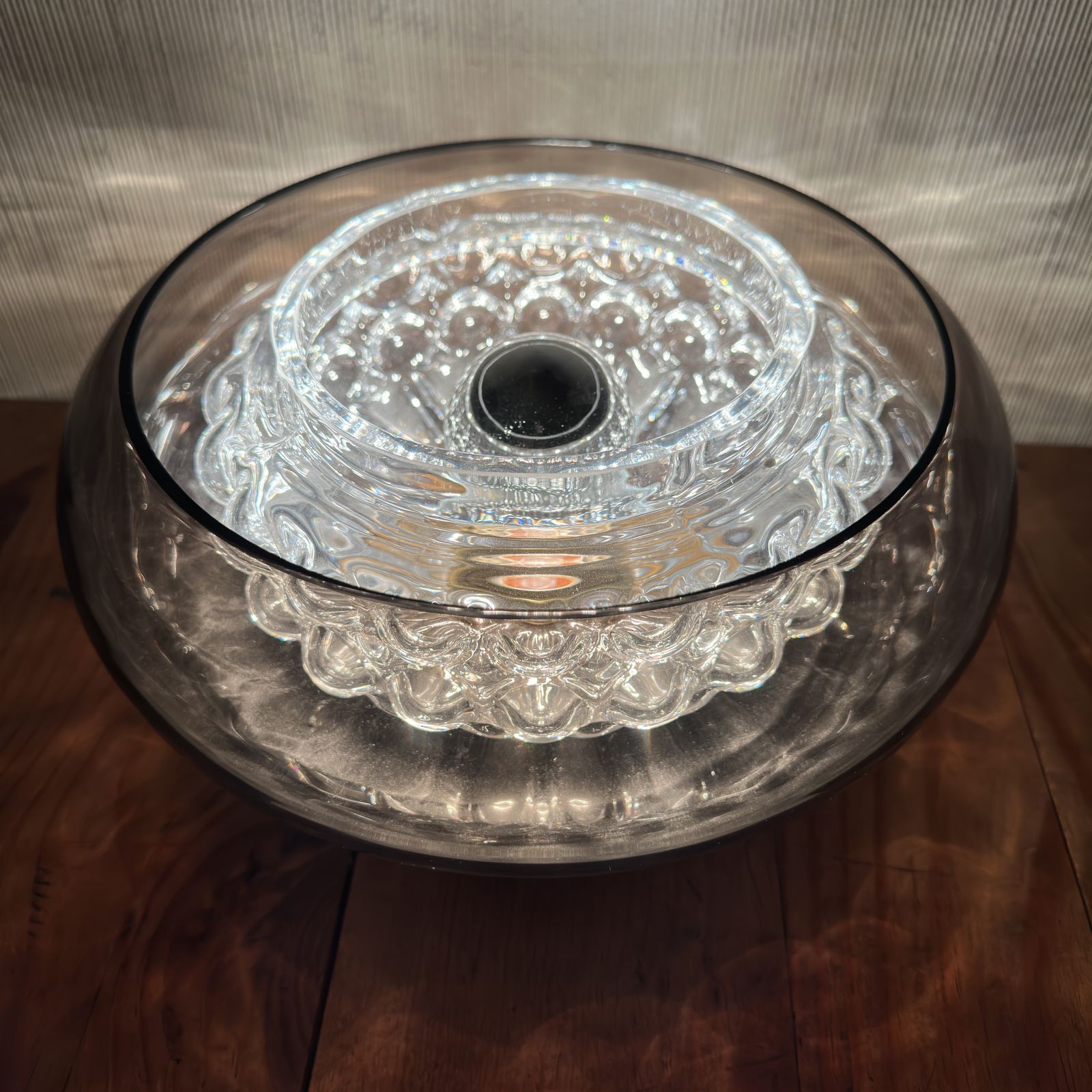 Orrefors Table Lamp By Carl Fagerlund – Model 2185/117 – Smoked Glass & Crystal Optical Centrepiece photo furniture