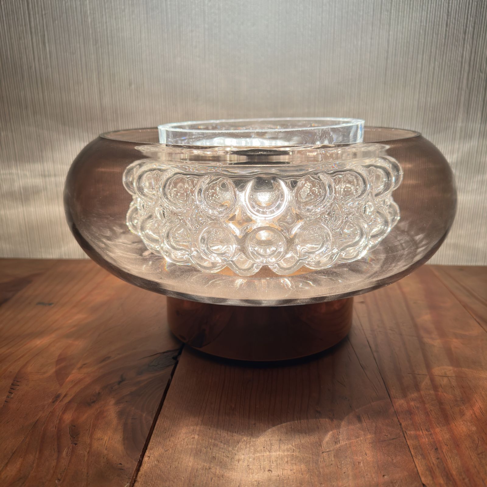 Orrefors Table Lamp By Carl Fagerlund – Model 2185/117 – Smoked Glass & Crystal Optical Centrepiece photo Lighting