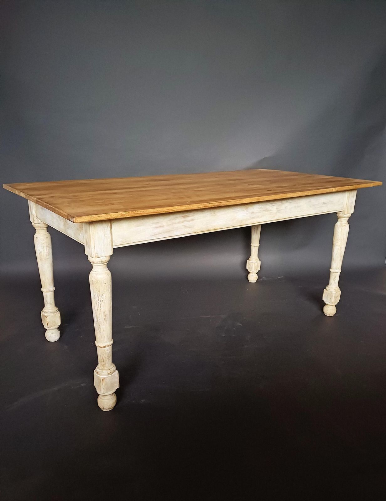 Furniture 19th Century French Pine Wood Farm Table With A Painted Base photo