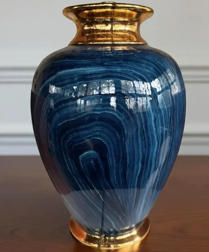 Pied Jars Onyx Bleu Table Lamp By Jean Pierre Gautier For Le Dauphin, France, 1980s photo for sale