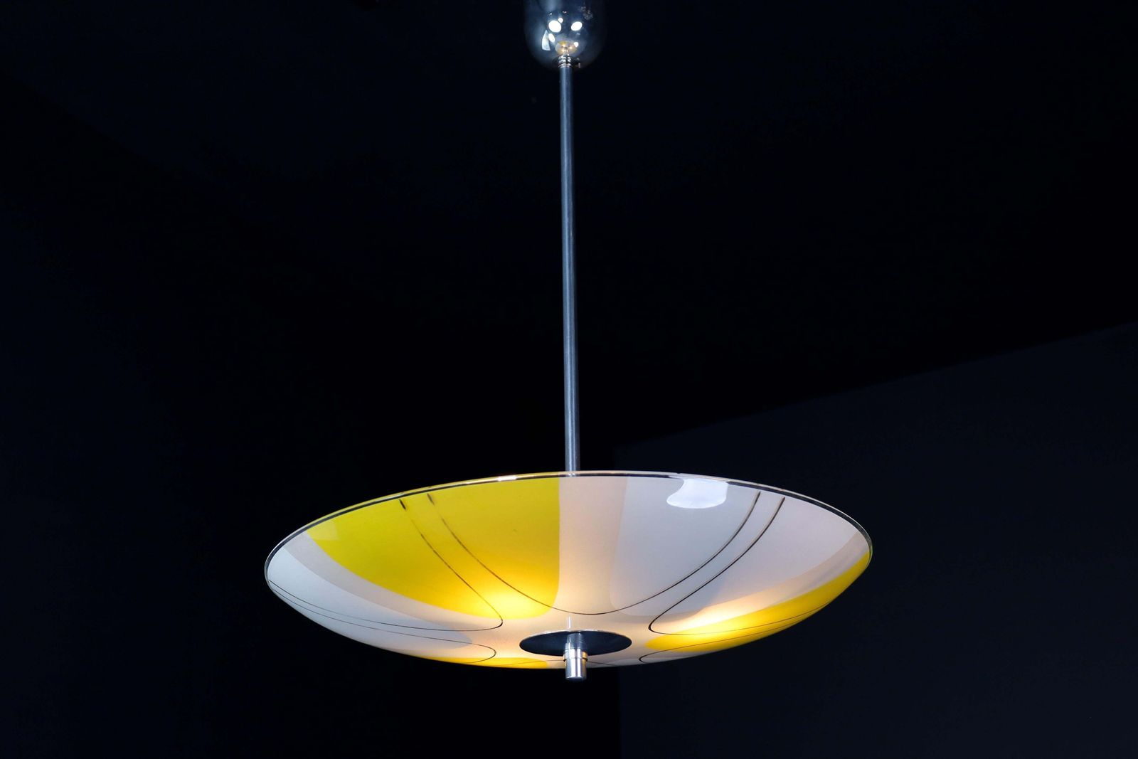 Mid Century Glass Hanging Pendant Lamp Brussels World Expo 1958 " Yellow Space " photo buy