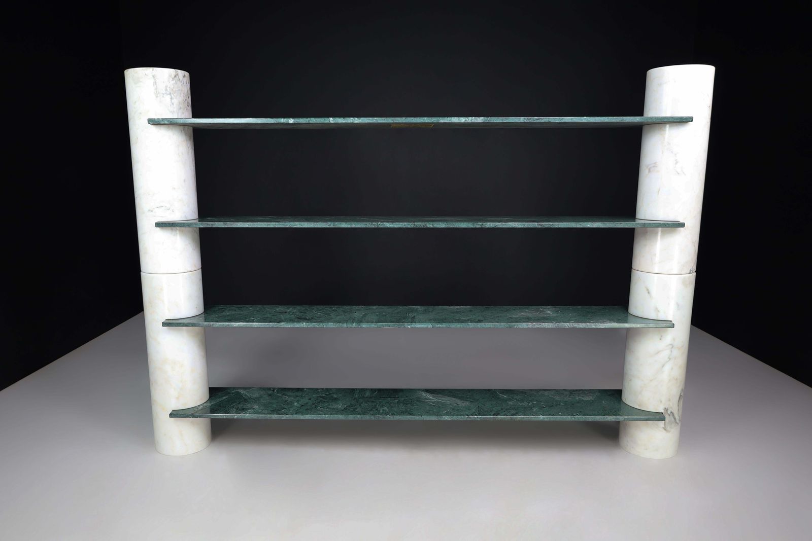 Angelo Mangiarotti "Loico" Bookcase In Green Alpi Verdi Marble For Skipper 1970s photo furniture