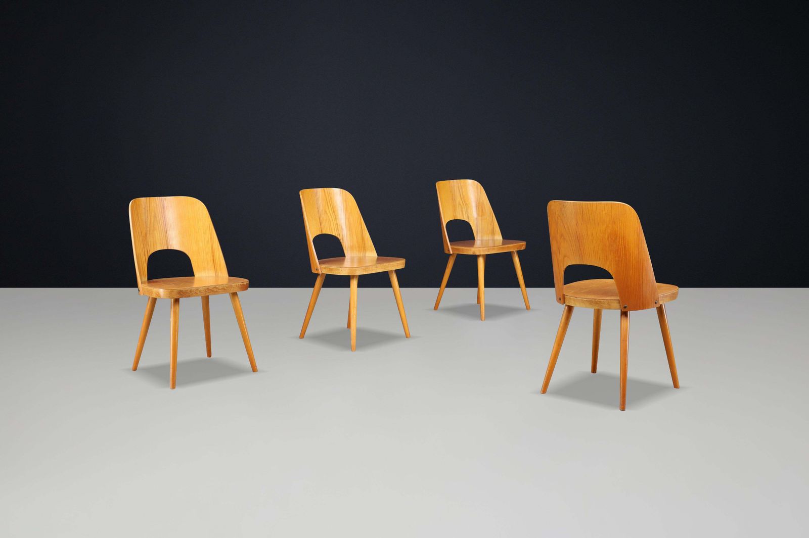 Set Of 4 Dining Chairs By Oswald Haerdtl For Thonet / Ton, 1950s Czechoslovakia photo for sale