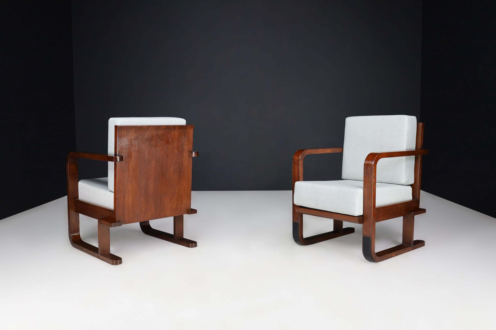Art Deco Armchairs In Oak Bentwood And New Upholstery, Austria 1930 photo buy