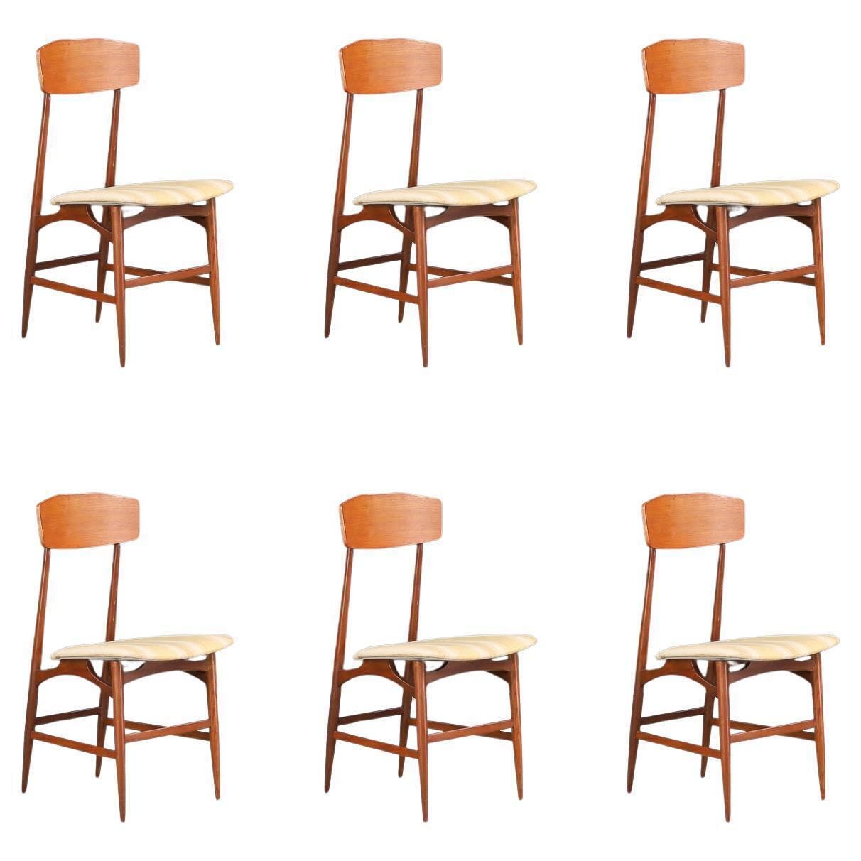 Set Of 6 Mid Century Modern Dining Chairs By Silvio Cavatorta, Italy, 1950s
