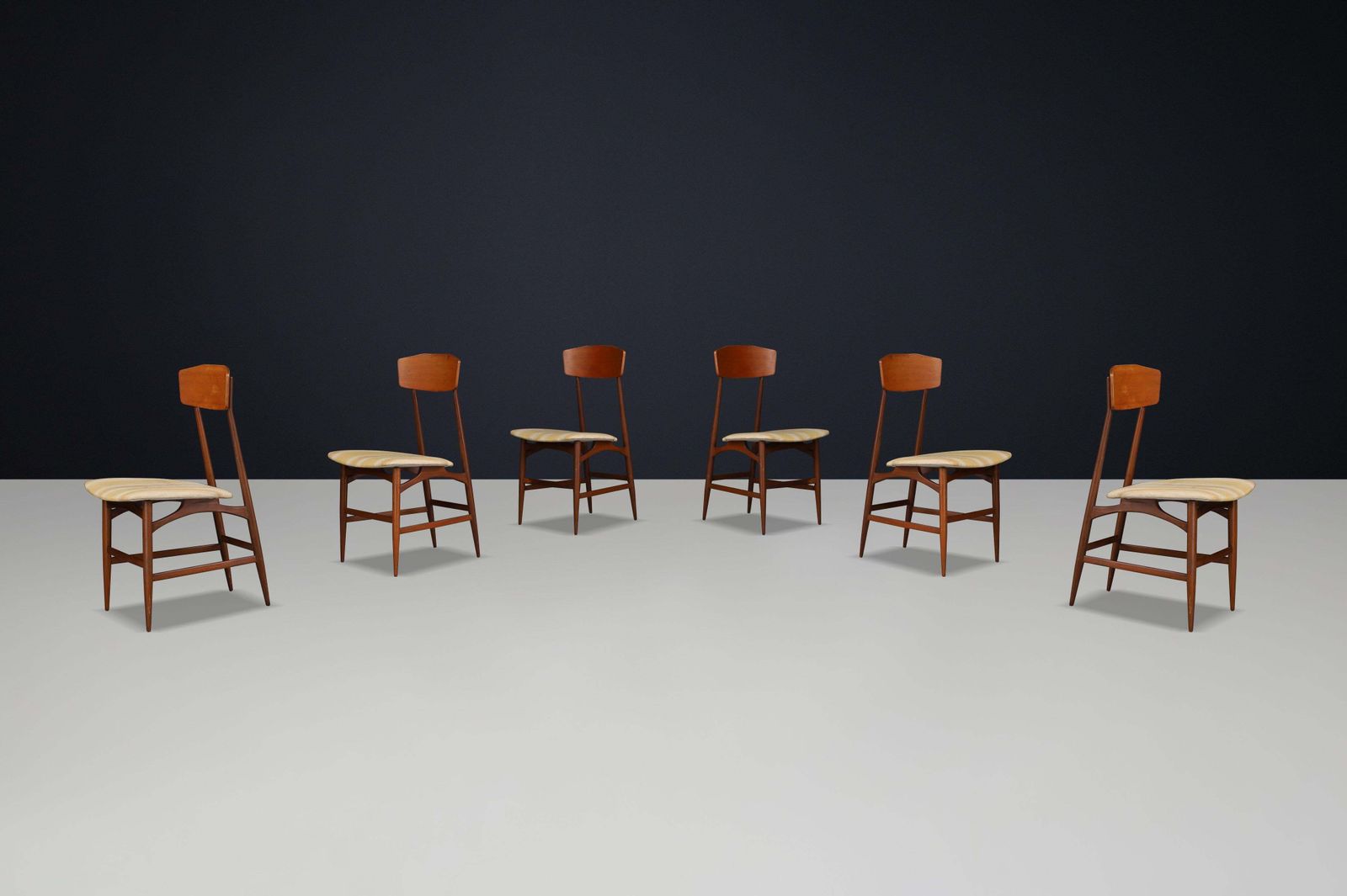 Set Of 6 Mid Century Modern Dining Chairs By Silvio Cavatorta, Italy, 1950s photo for sale