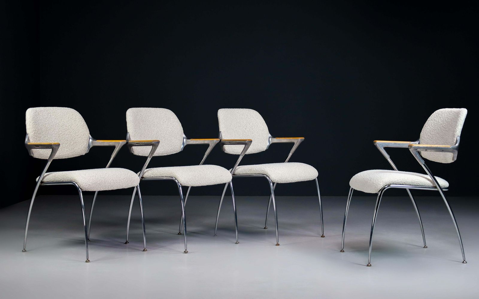 Francesco Zaccone For Thonet Golf Chairs In New Bouclé Upholstery, Germany 1970 photo furniture