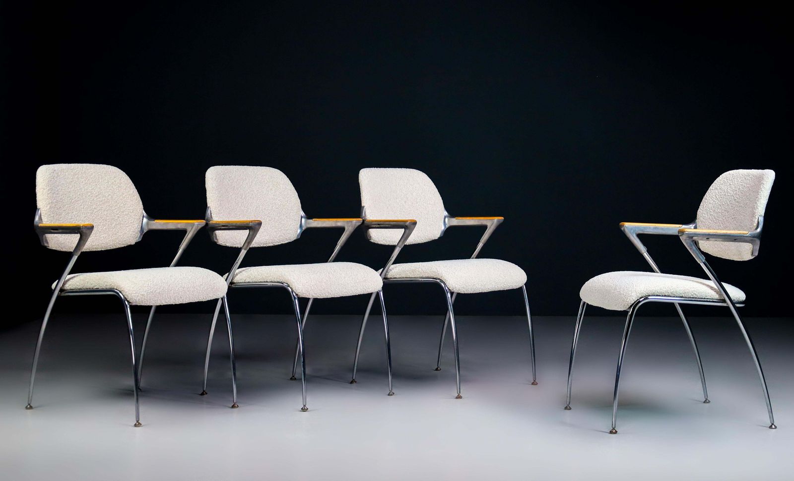 Furniture Francesco Zaccone For Thonet Golf Chairs In New Bouclé Upholstery, Germany 1970 photo