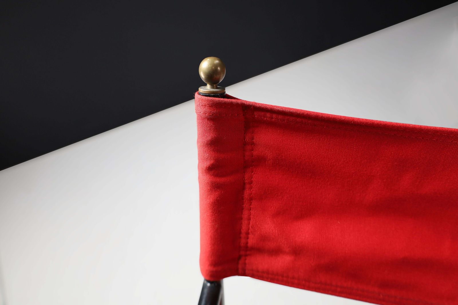 Director’s Folding Chair In Lacquered Steel Frame, Brass, Red Canvas Seat 1980s photo Furniture