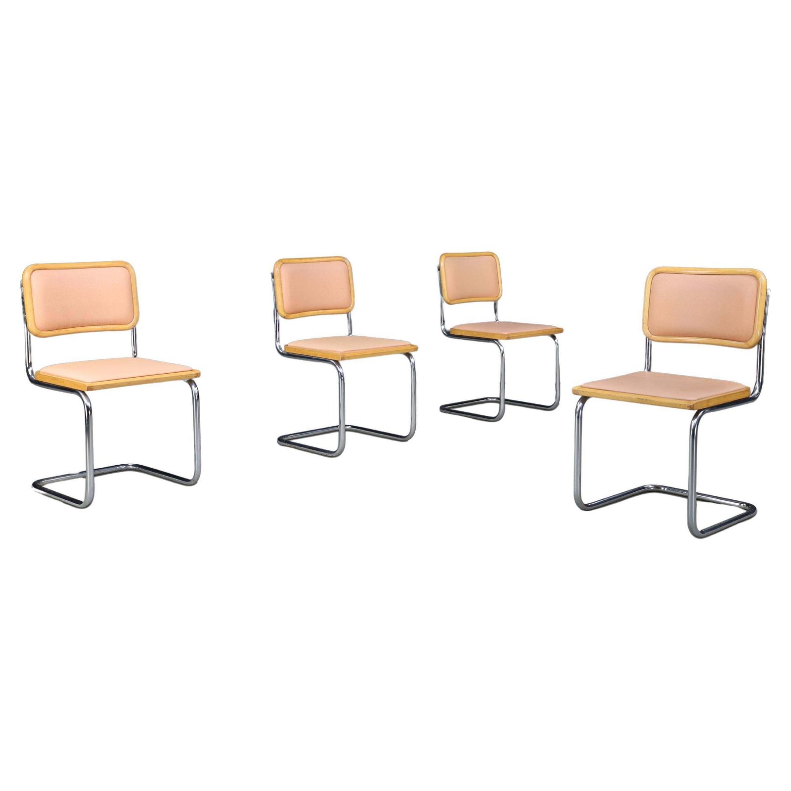 Marcel Breuer Cesca Dining Room Chairs   Chrome, Wood, And Leather, Italy 1970s