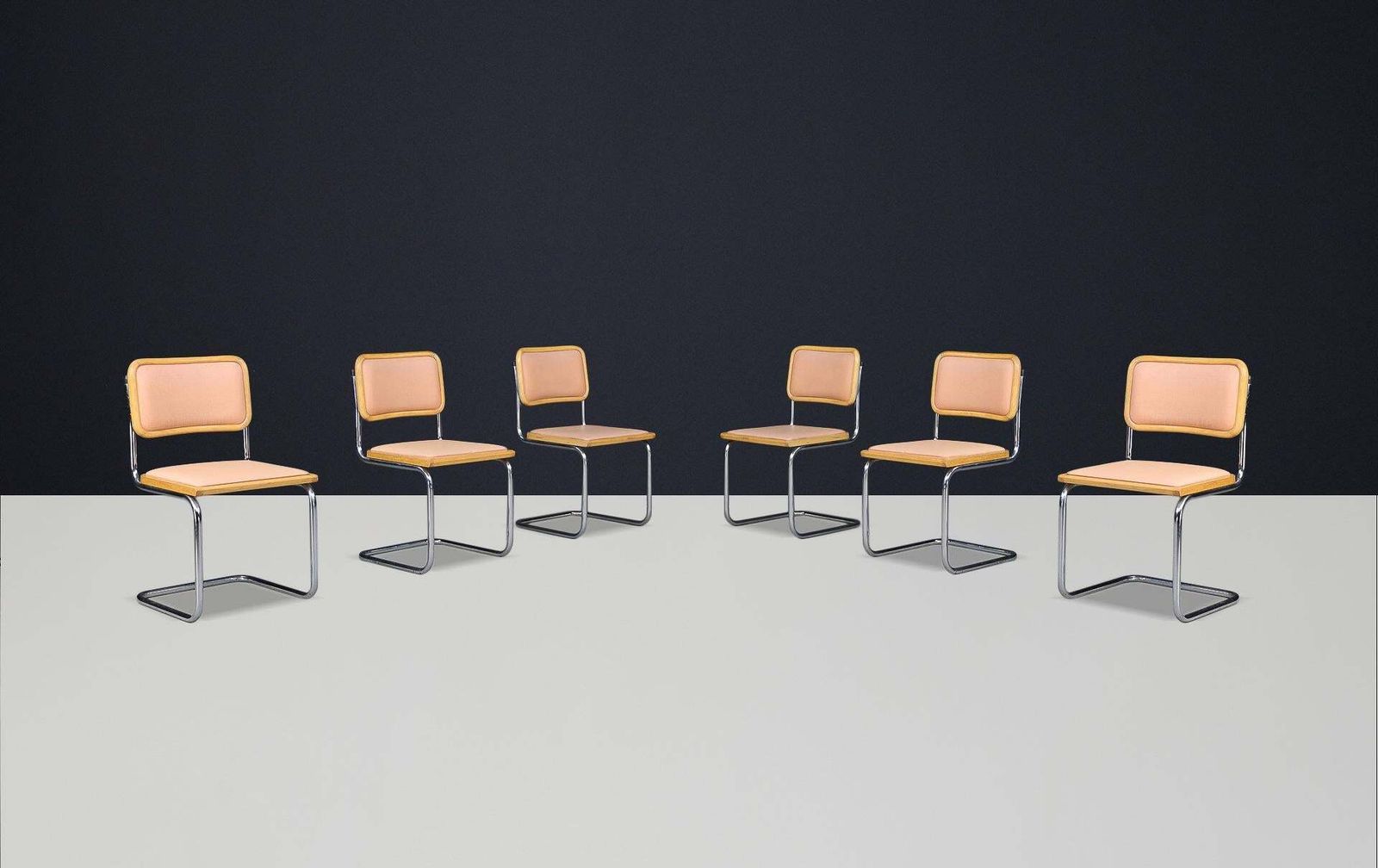Marcel Breuer Cesca Dining Room Chairs   Chrome, Wood, And Leather, Italy 1970s photo buy