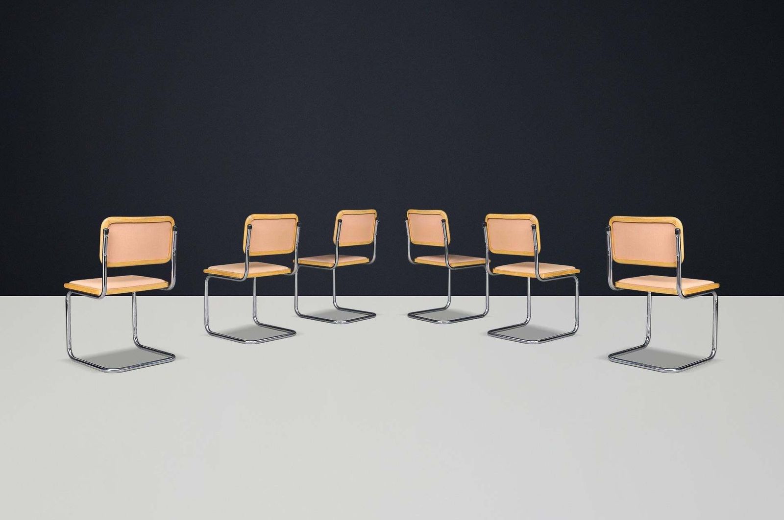 Marcel Breuer Cesca Dining Room Chairs   Chrome, Wood, And Leather, Italy 1970s photo vintage