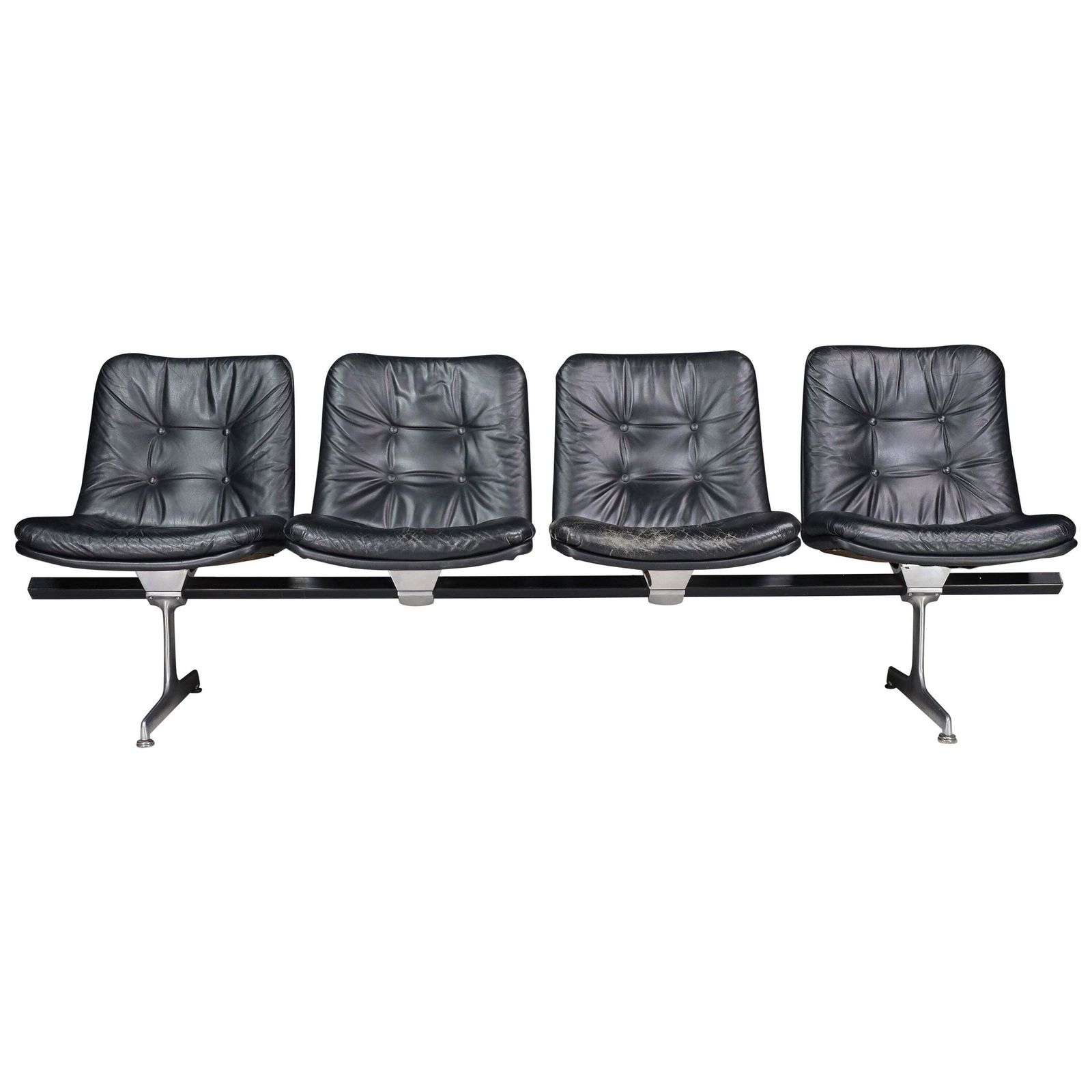 Geoffrey Harcourt Leather Four Seat Bench For Artifort, The Netherlands, 1960s