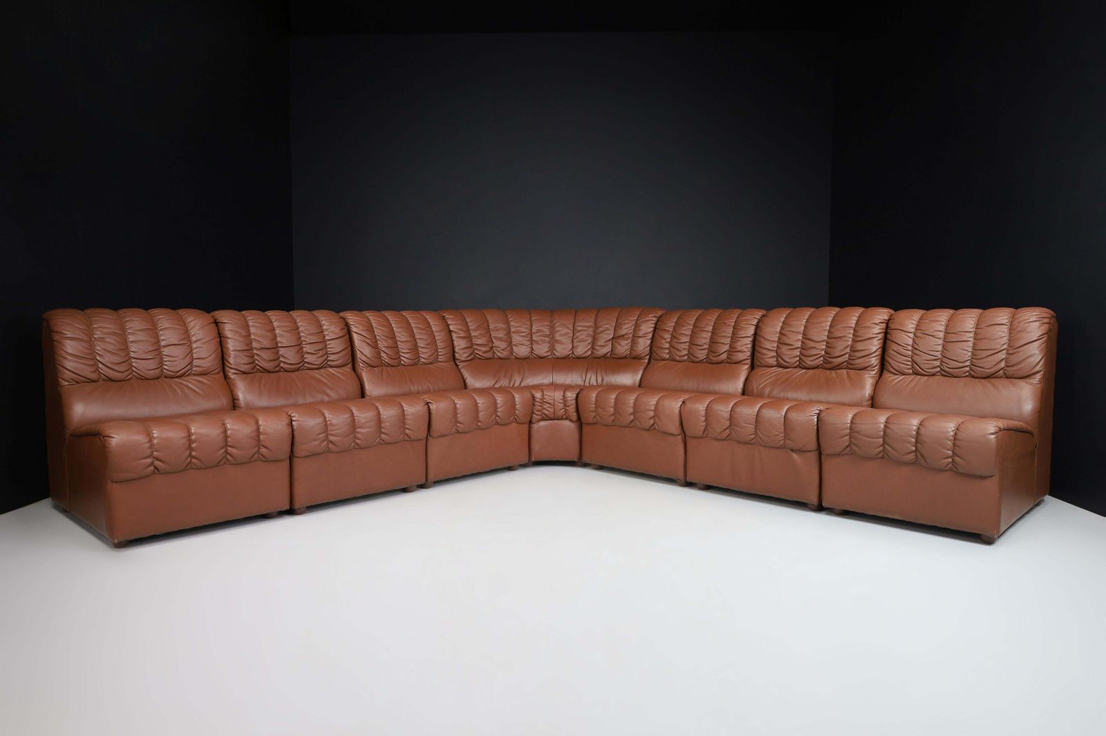 Mid Century Modern Leather Lounge Sofa/Living Room Set/7, Switzerland, 1970s photo furniture