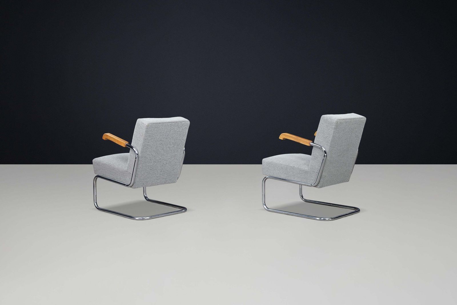 Pair Of Functionalist Cantilever Armchairs With Wooden Armrests, Cz 1930 photo 3846.0