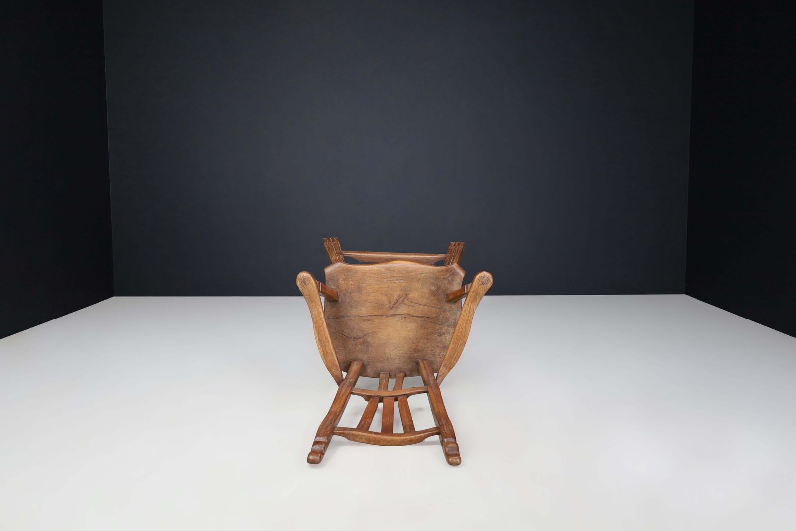 photo for sale Sculptural Brutalist Oak Armchair – French Artisan Mastery, 1960s