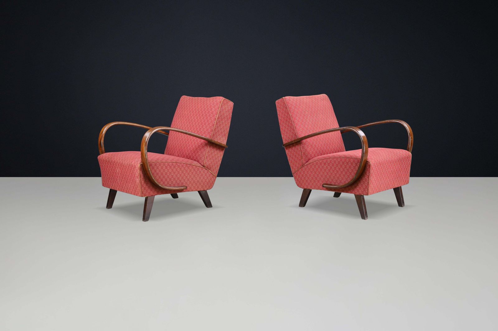 Pair 1940s Jindřich Halabala H 227 Bentwood Armchairs With Original Upholstery photo Furniture
