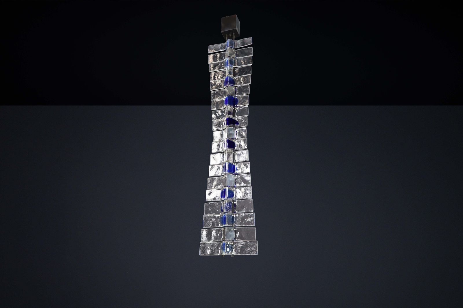 21096.0 Monumental Venini Tazebao Chandelier In Crystal And Sapphire Murano Glass, Italy photo
