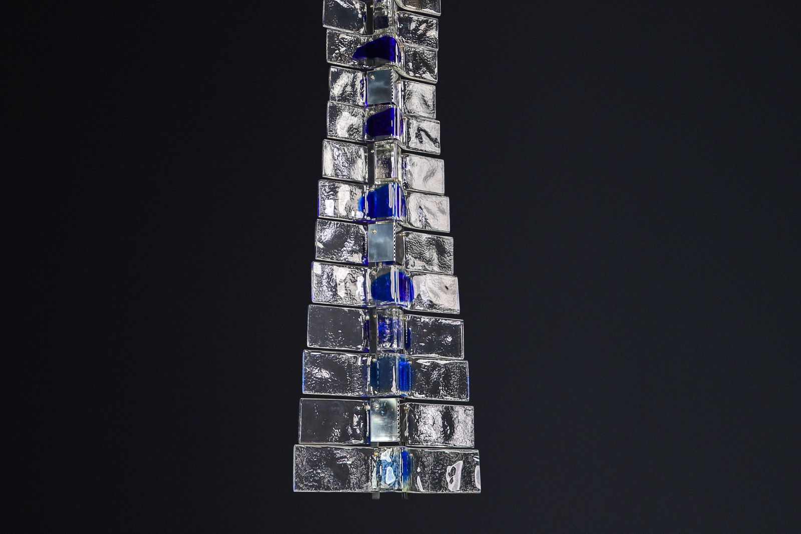 photo vinterior Monumental Venini Tazebao Chandelier In Crystal And Sapphire Murano Glass, Italy