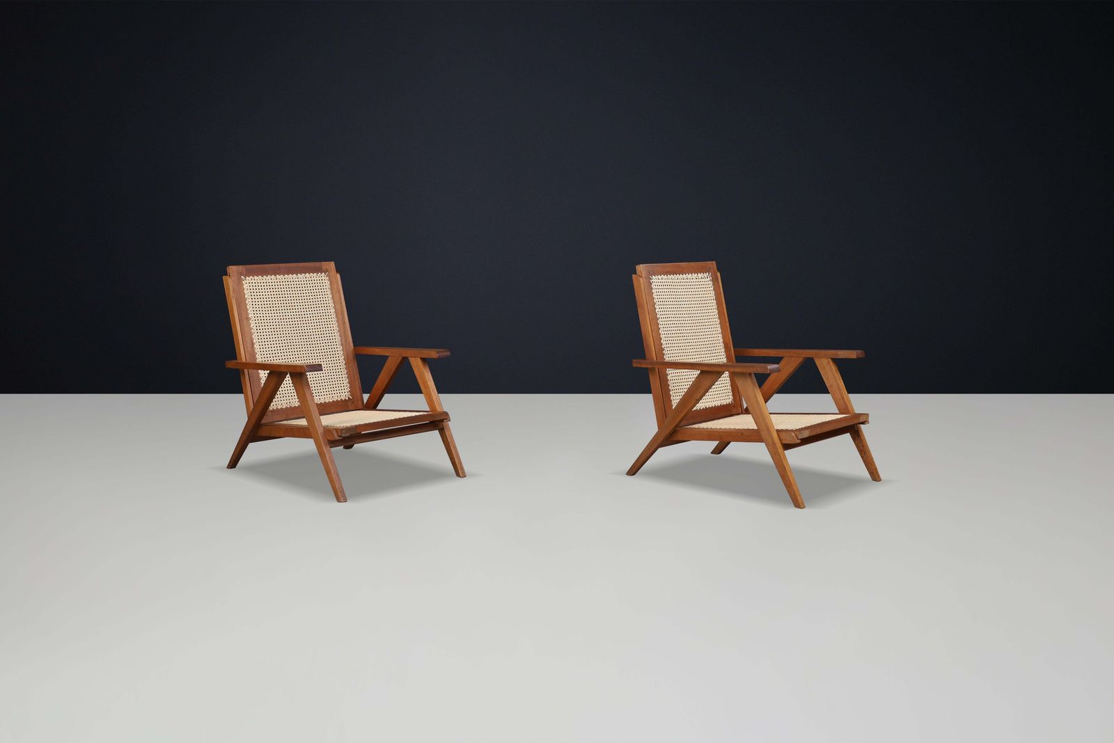 1950s French Teak And Cane Armchairs – Mid Century Modern Icons photo for sale