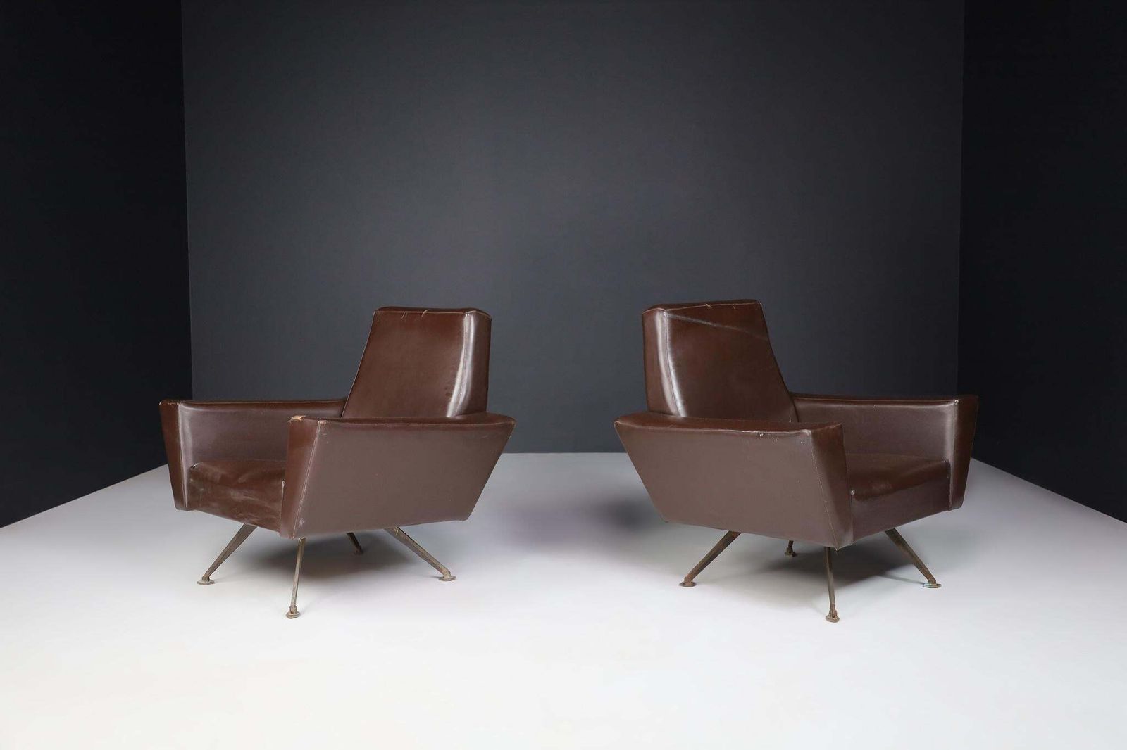 Pair Of Armchairs By Studio Tecnico Italy A.P.A. And Designed By Lenzi 1950s photo furniture