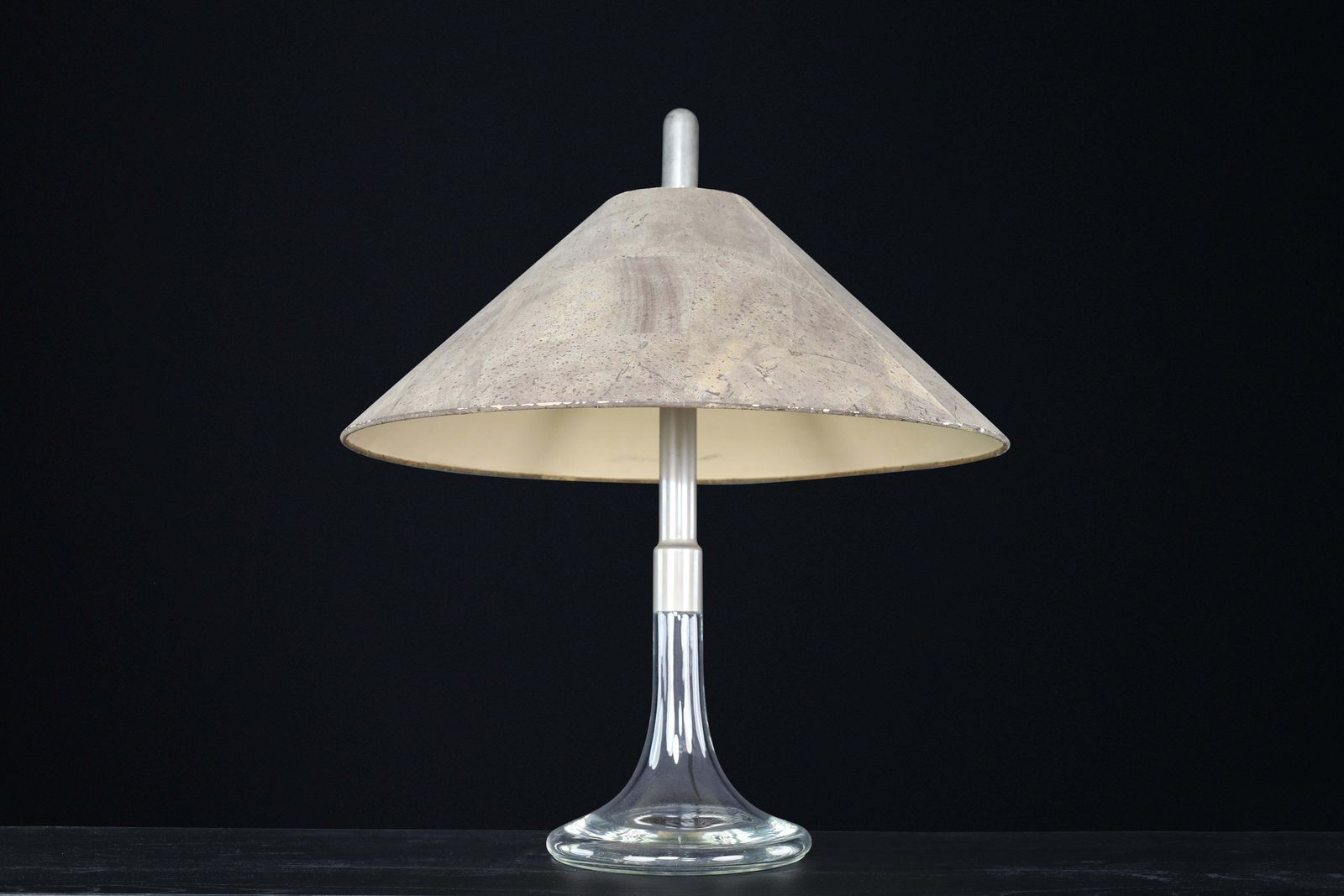 photo furniture Mid Century Modern Ingo Maurer Table Lamp Glass & Chrome, Design M, Germany 1960