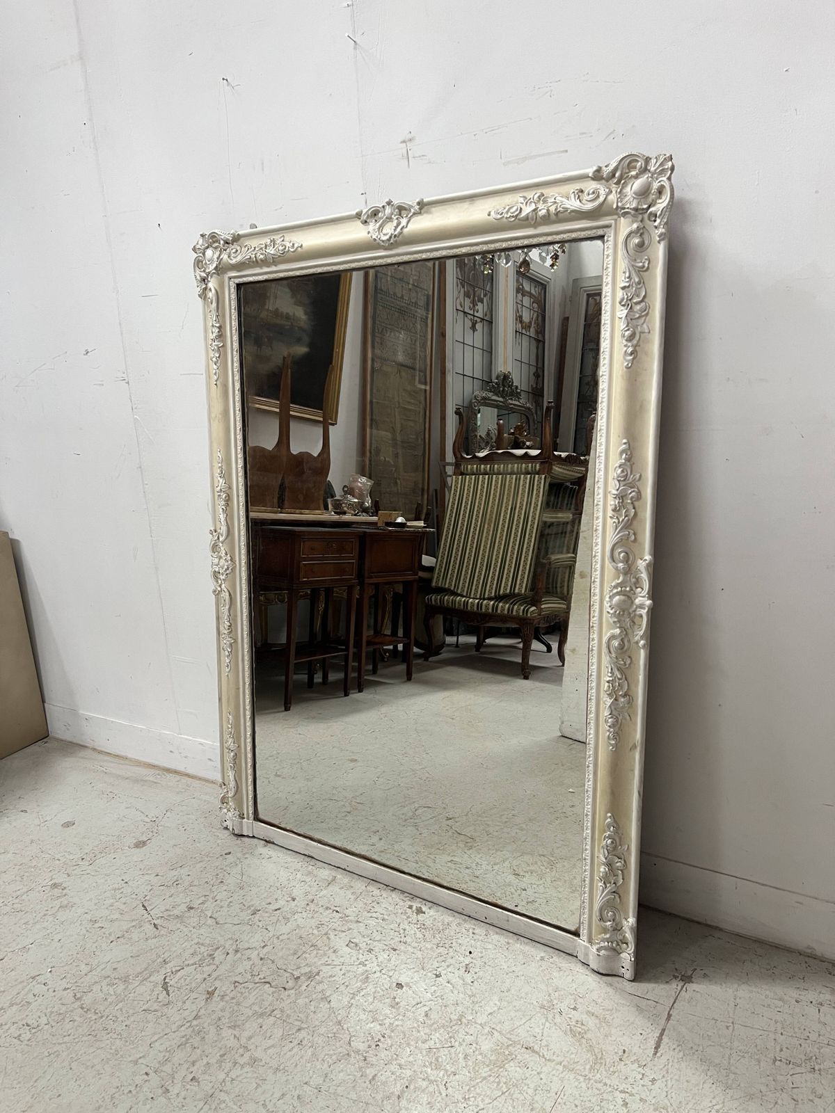 Louis XVI Style Mirror In Wood And Patinated Stucco, 20th Century photo for sale