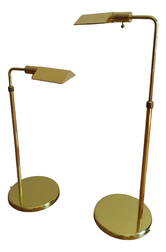Vintage Brass Floor Lamps By Obor Illuminazione, 1970s, Set Of 2