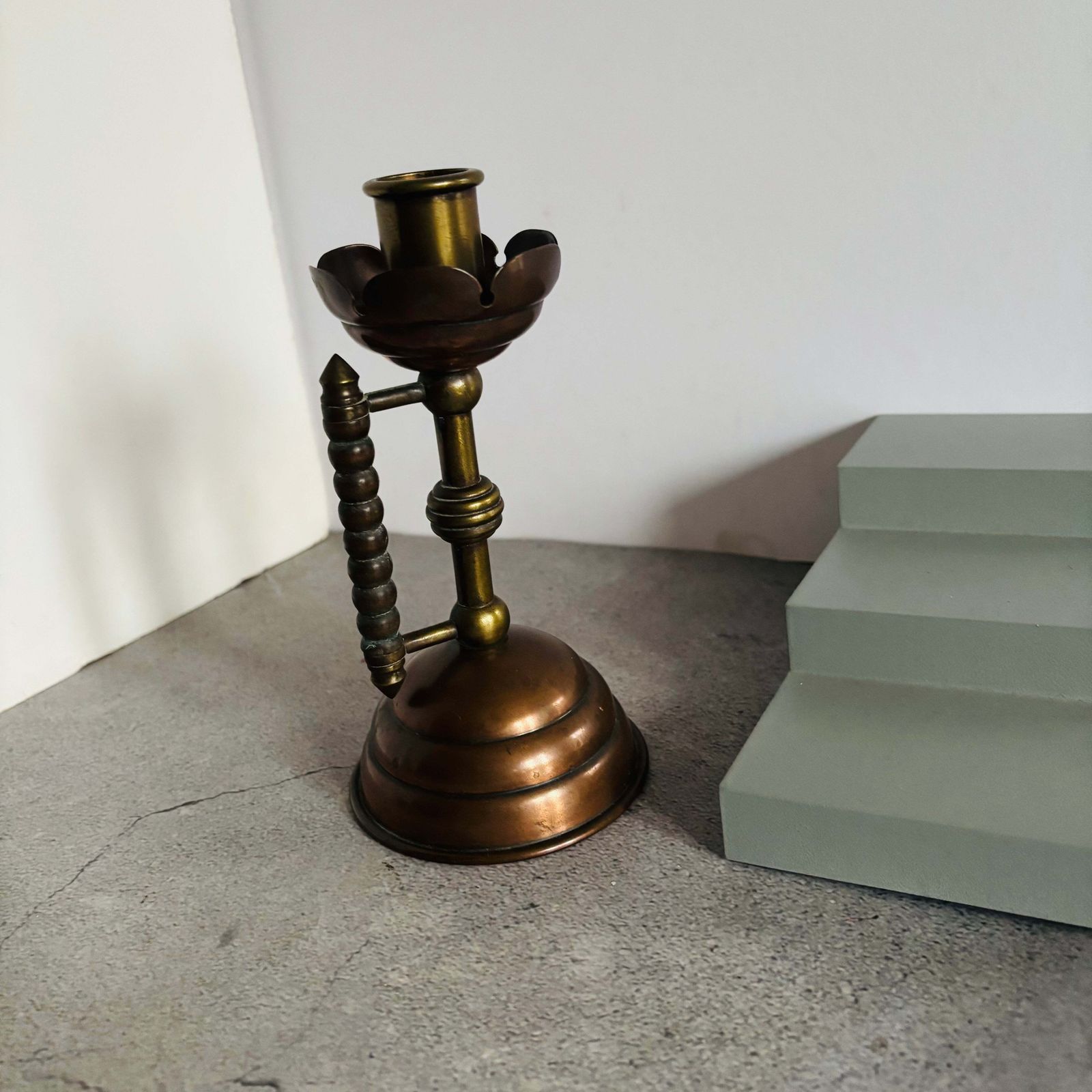 Arts & Crafts Copper And Brass Candlestick photo Home Decor