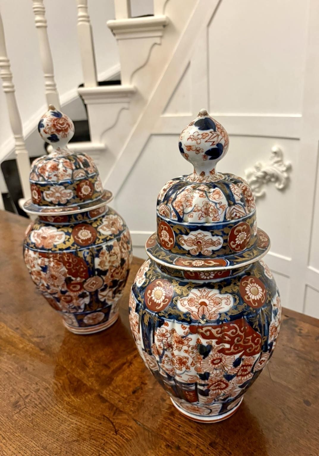 2750.0 Pair Of Quality Antique Japanese Imari Lidded Vases photo