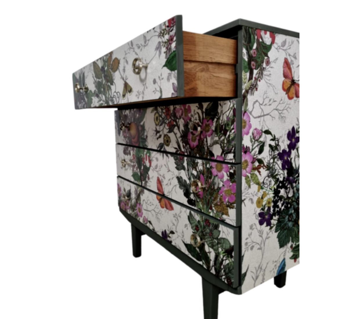 Mid Century Chest Of Drawers With Timorous Beasties Bloomsbury Garden photo furniture