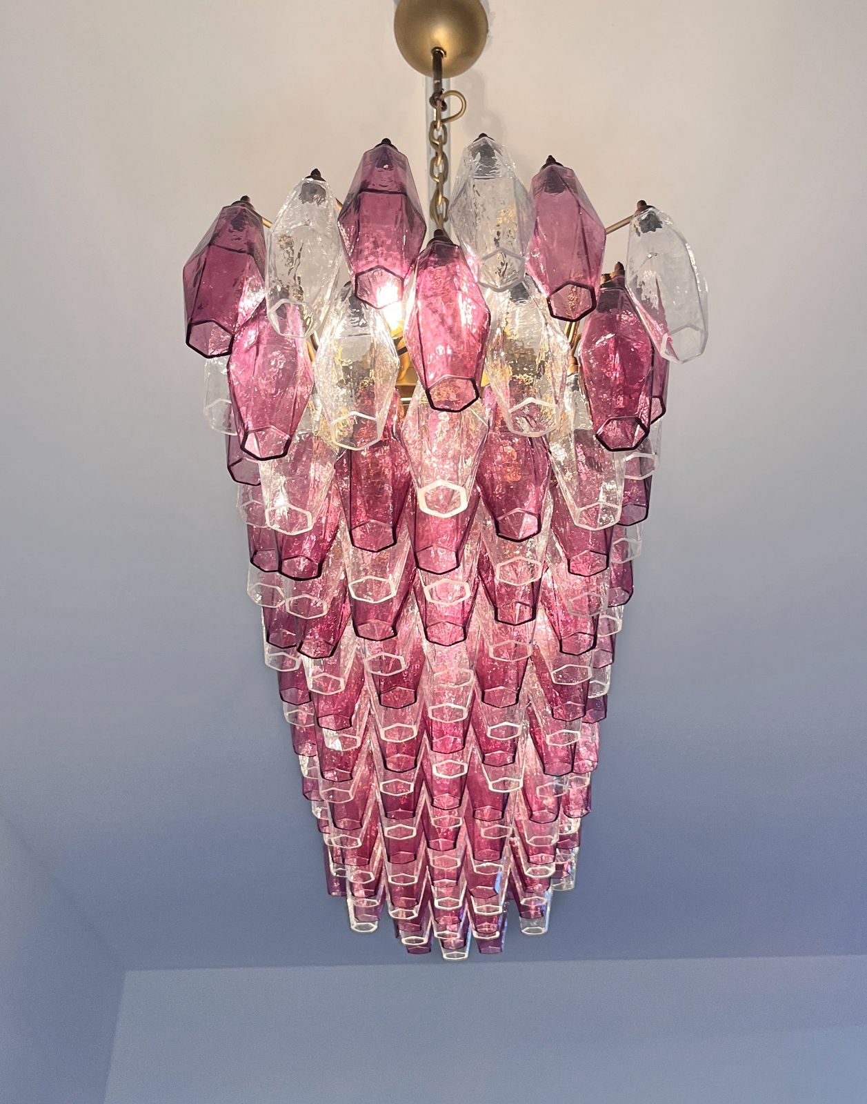 photo buy Elegant Murano Poliedri Chandelier   Carlo Scarpa   138 Amethyst/Clear Glasses