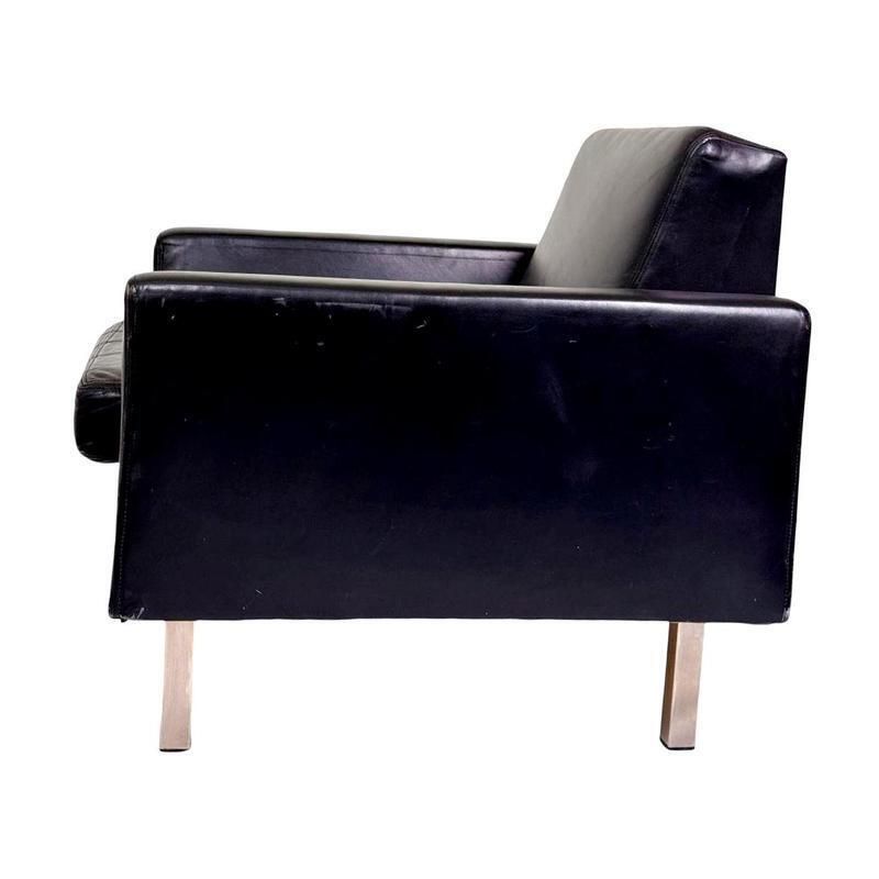 Model F410 Lounge Set In Black Leather By Theo Ruth For Artifort, 1950s, Set Of 3 photo vinterior