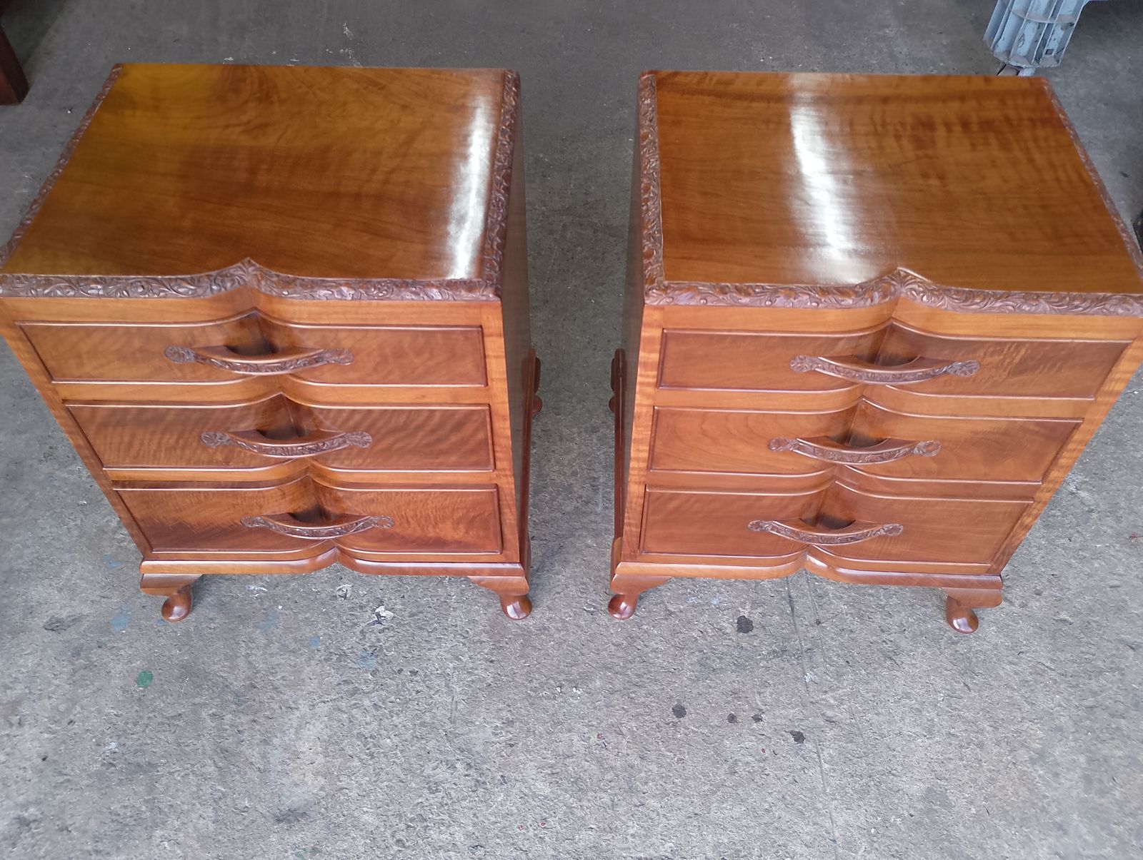 Solid Walnut Pair Of Bedside Chest Of Drawers C1930/40s