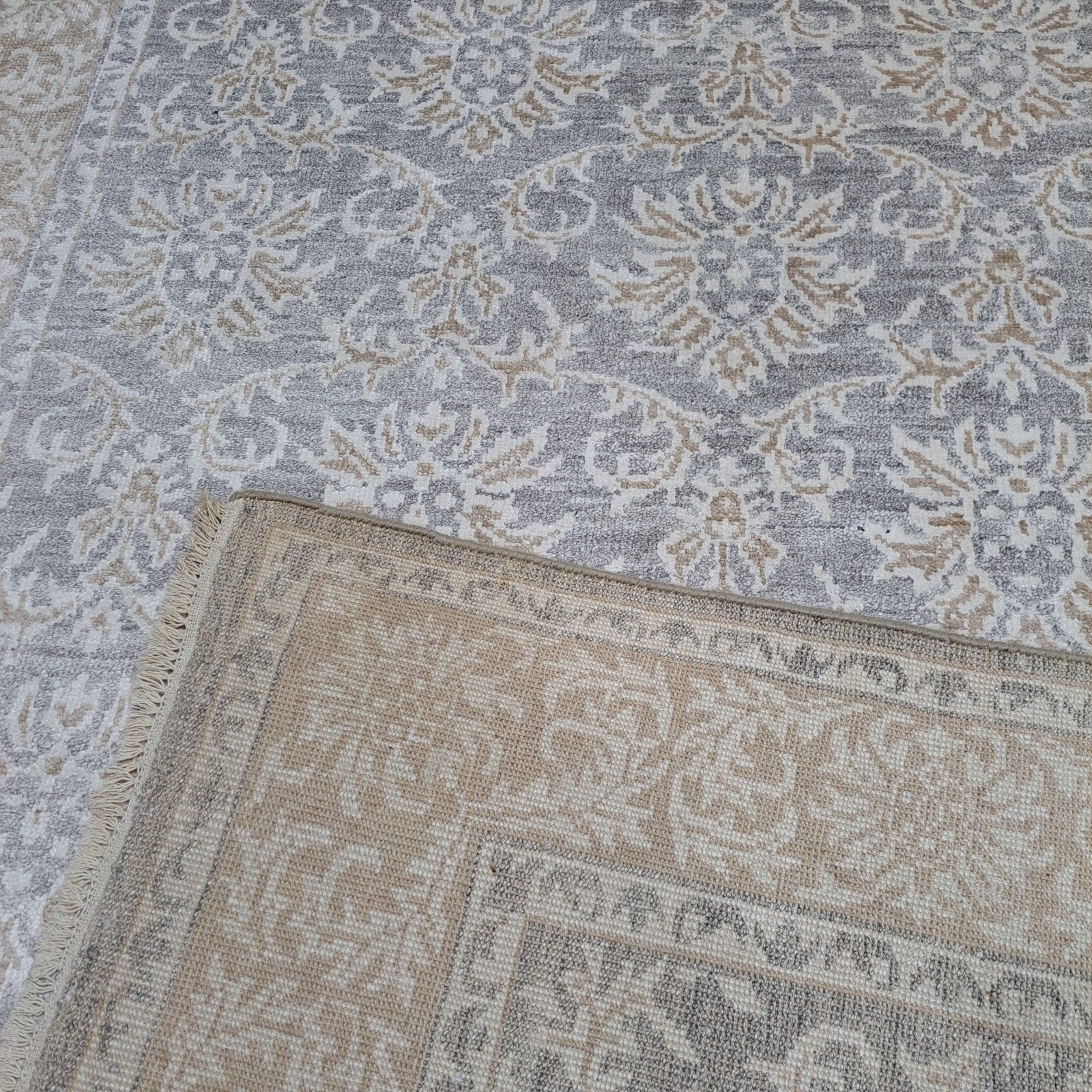 5.6x8 Ft Modern Hand Knotted Area Rug. Pure Silk Carpet. Custom Size Available photo vintage