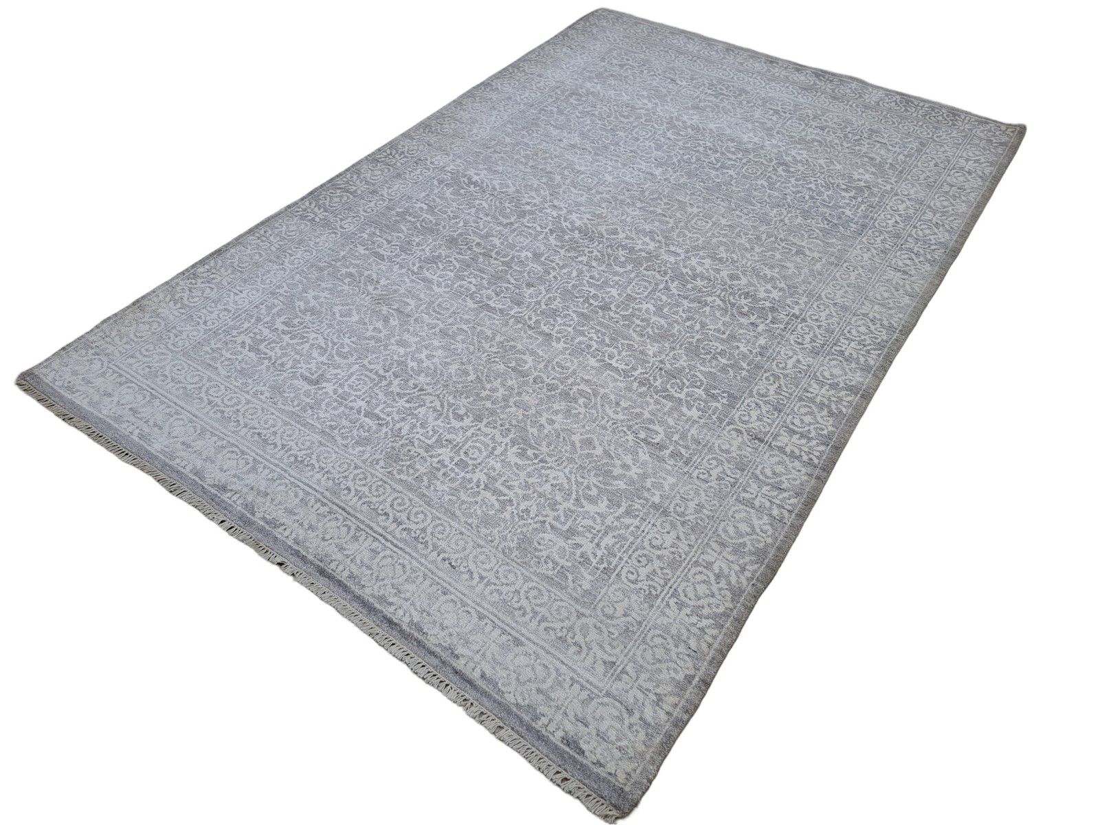 5.6x8 Ft Pure Silk Handmade Rug. Hand Knotted Carpet For Modern Living Room photo furniture